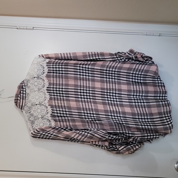 Hannah Women's Plaid Lace Blouse Size Large - Picture 3 of 8